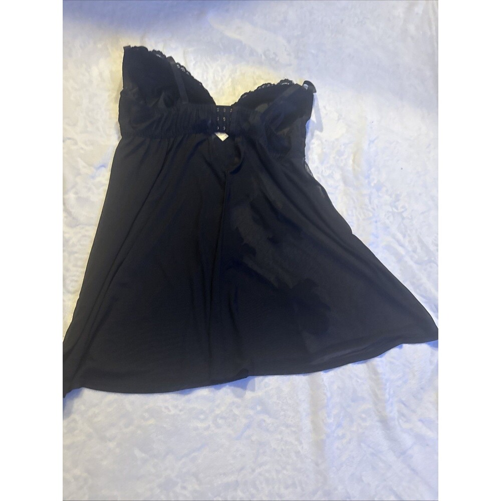 Cacique Babydoll Slip Size 18/20 Black Sheer Embroidered - Picture 8 of 8